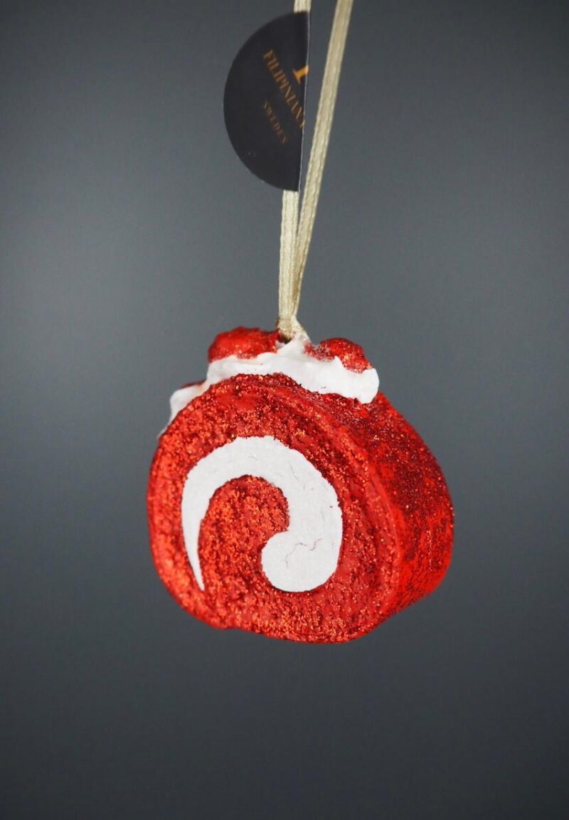 Slice cake in red/white glits