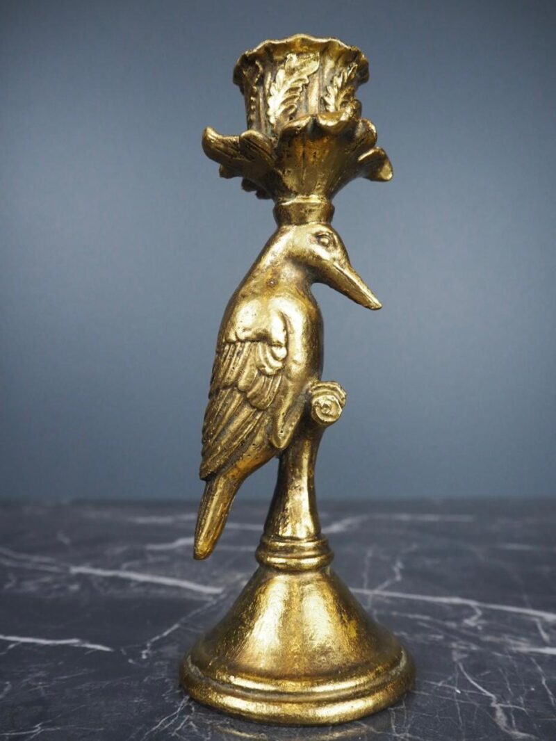 Candle holder bird gold