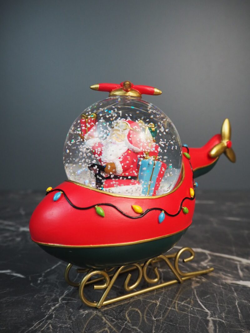 Santa helicopter snowglobe 80mm
