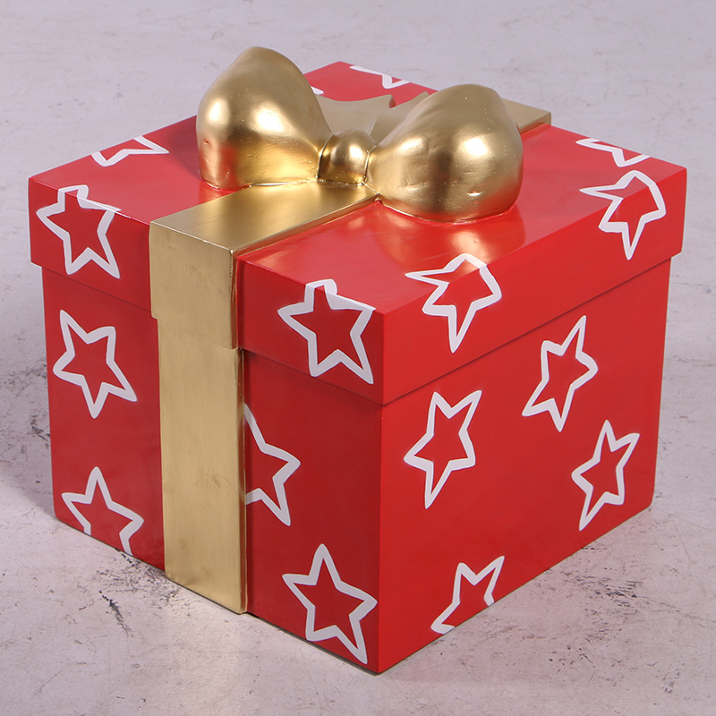 Present E 45x40x40cm Red with Gold Ribbon
