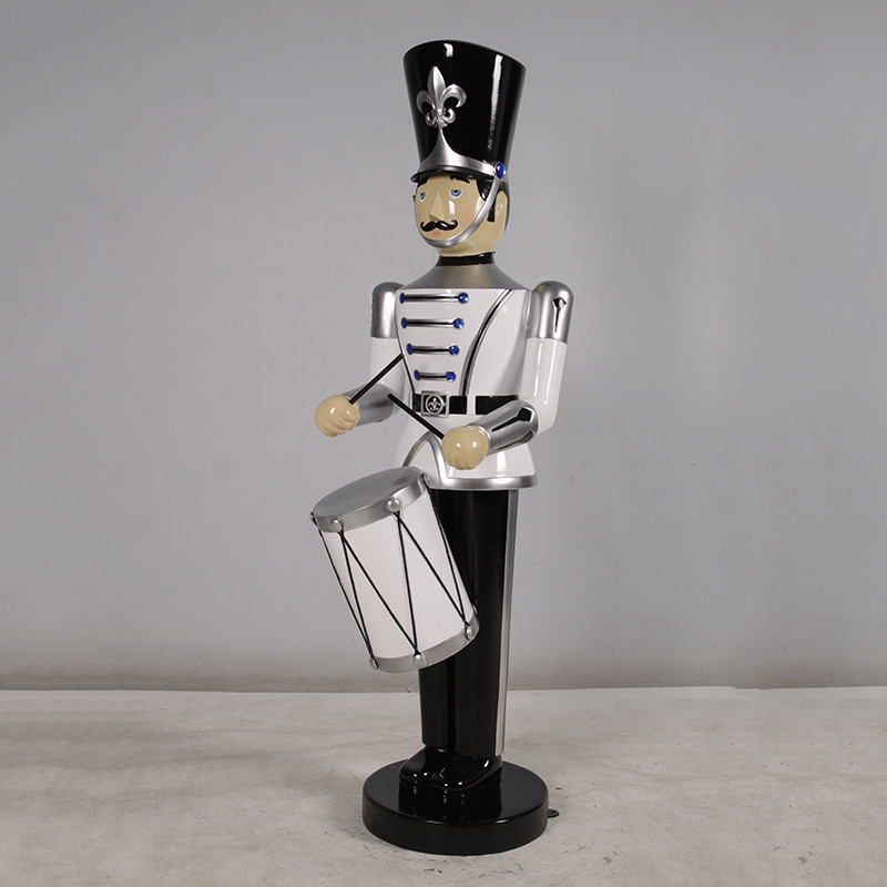 Toy Soldier with Drum 6ft. WhiteSilver&Black