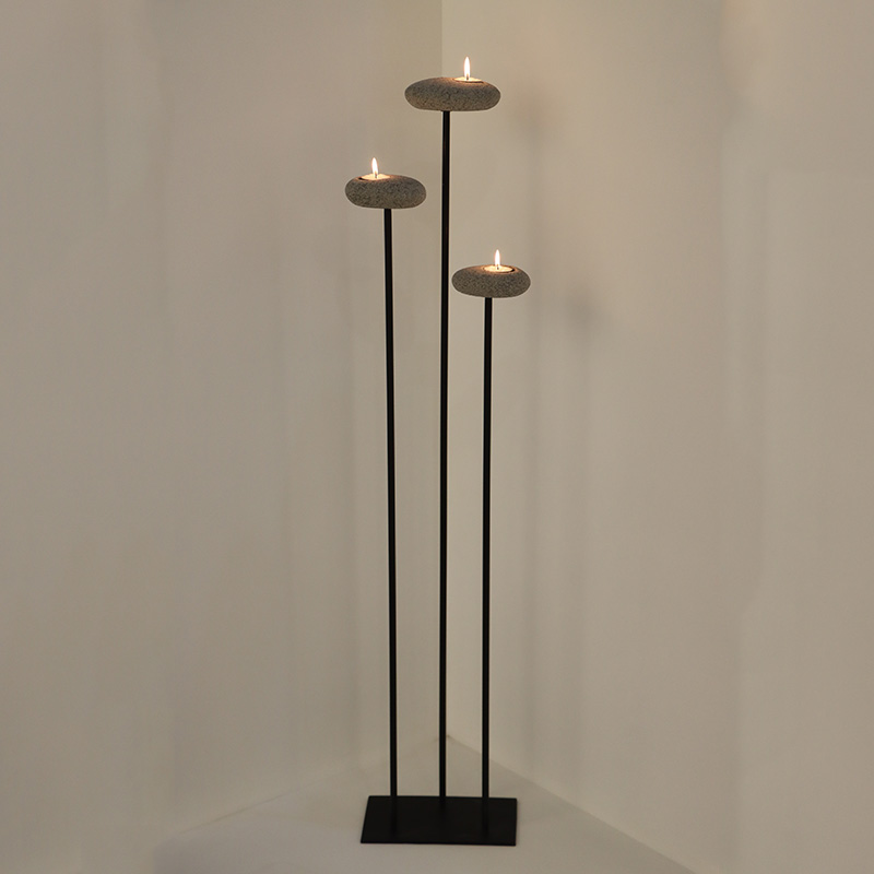 Pebbles Candle Stand 42″H Dark Granite
