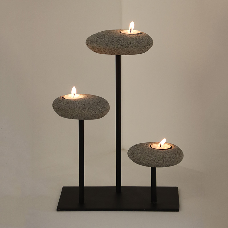 Pebbles Candle Stand 12″H DarkGranite