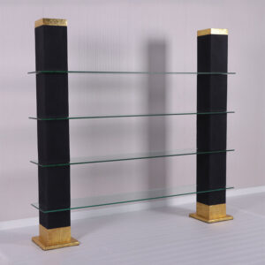 Scorched Etagere with Glass Shelves MatBlk&GL