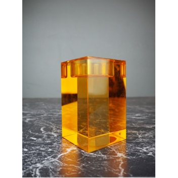 Cube candle holder glass Orange L