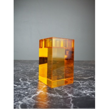 Cube candle holder glass Orange M