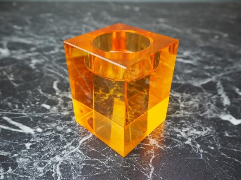 Cube candle holder glass Orange S - Image 2