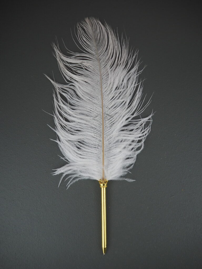 Ostrich feather pen WHITE
