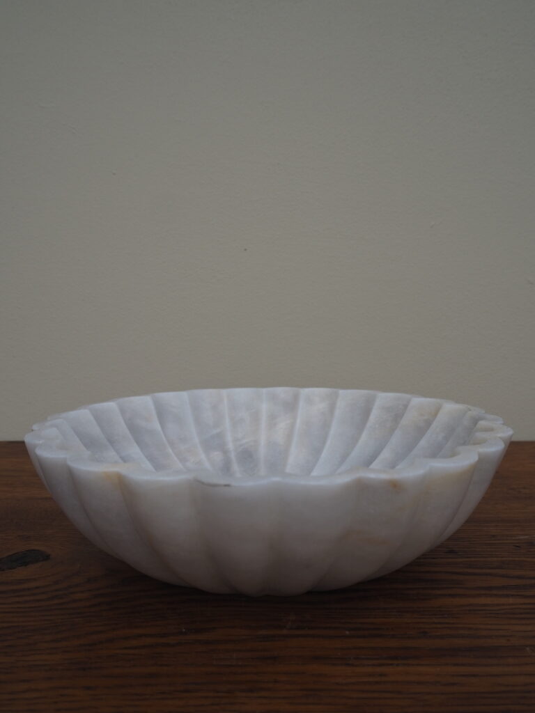 Marble fluted bowl 20 cm white - Image 2