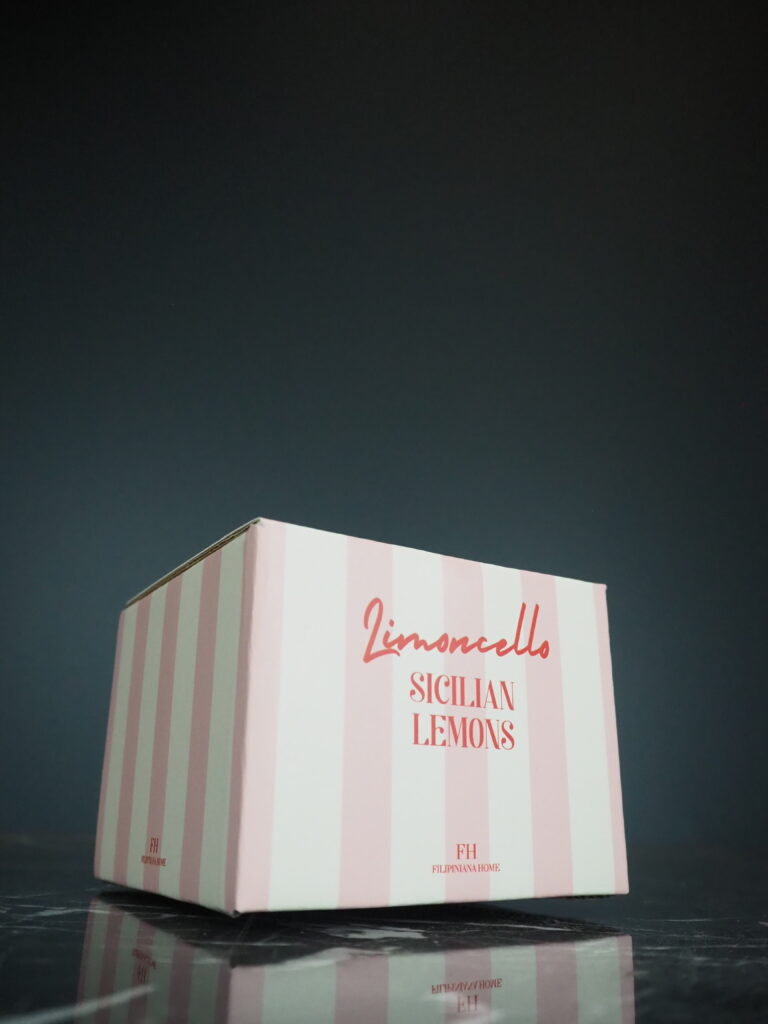 Striped glass candle pink berry&lemonade - Image 2