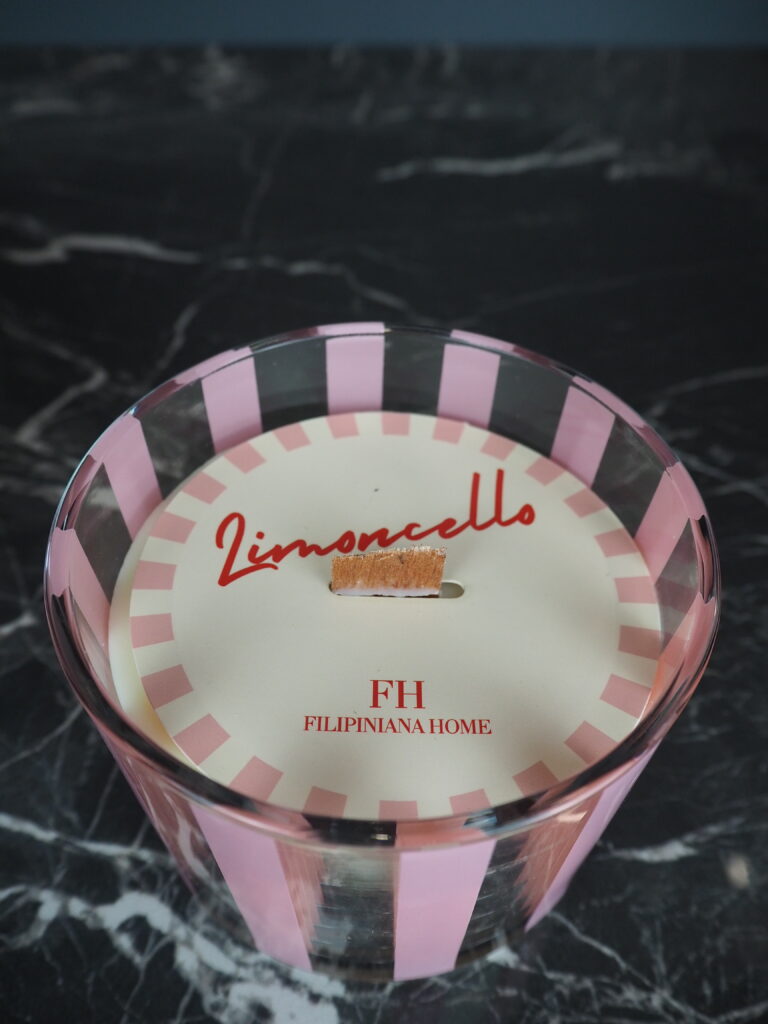 Striped glass candle pink berry&lemonade - Image 3