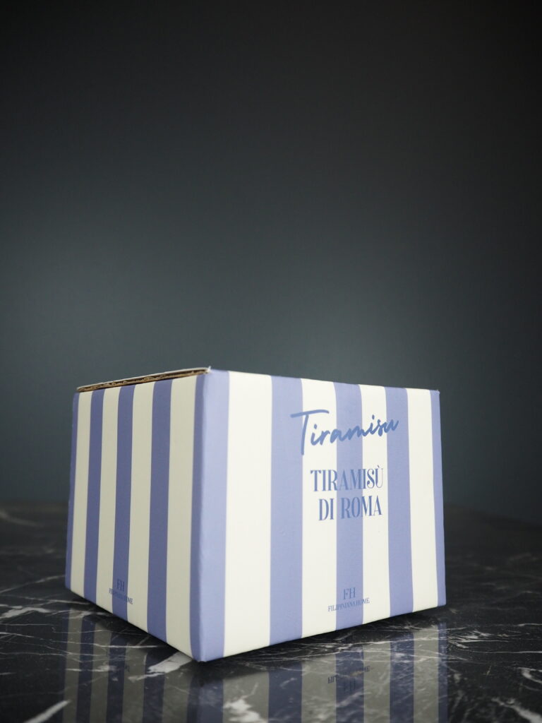 Striped glass candle blue tiramisu - Image 2