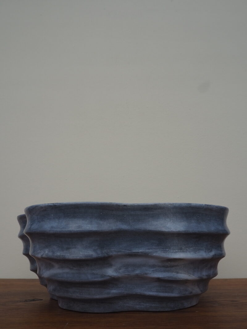 Ribbed bowl grey marble