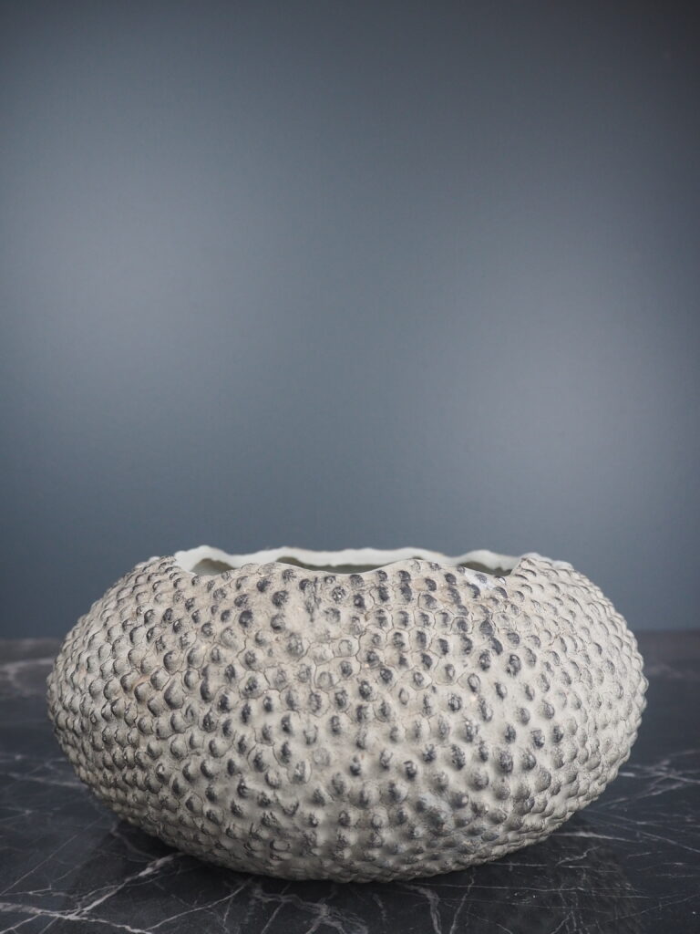 Sea Urchin vase white fish S