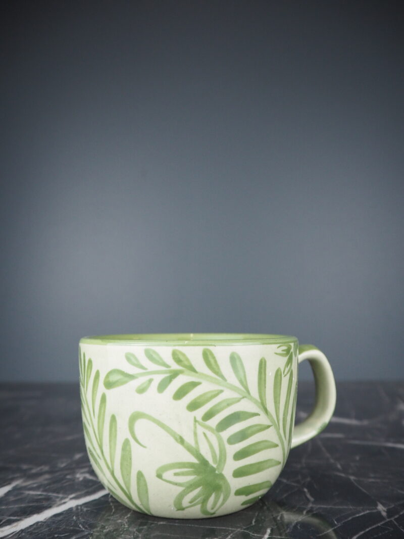 Ceramic mug green flower
