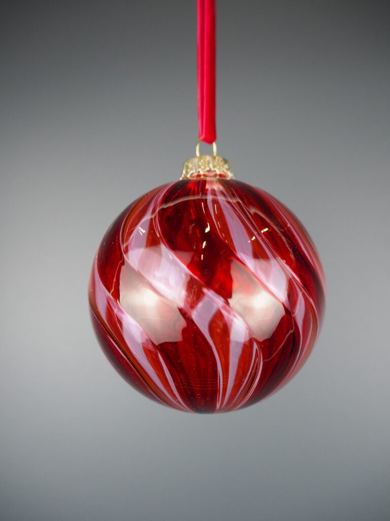 Glass ball red pink swirl