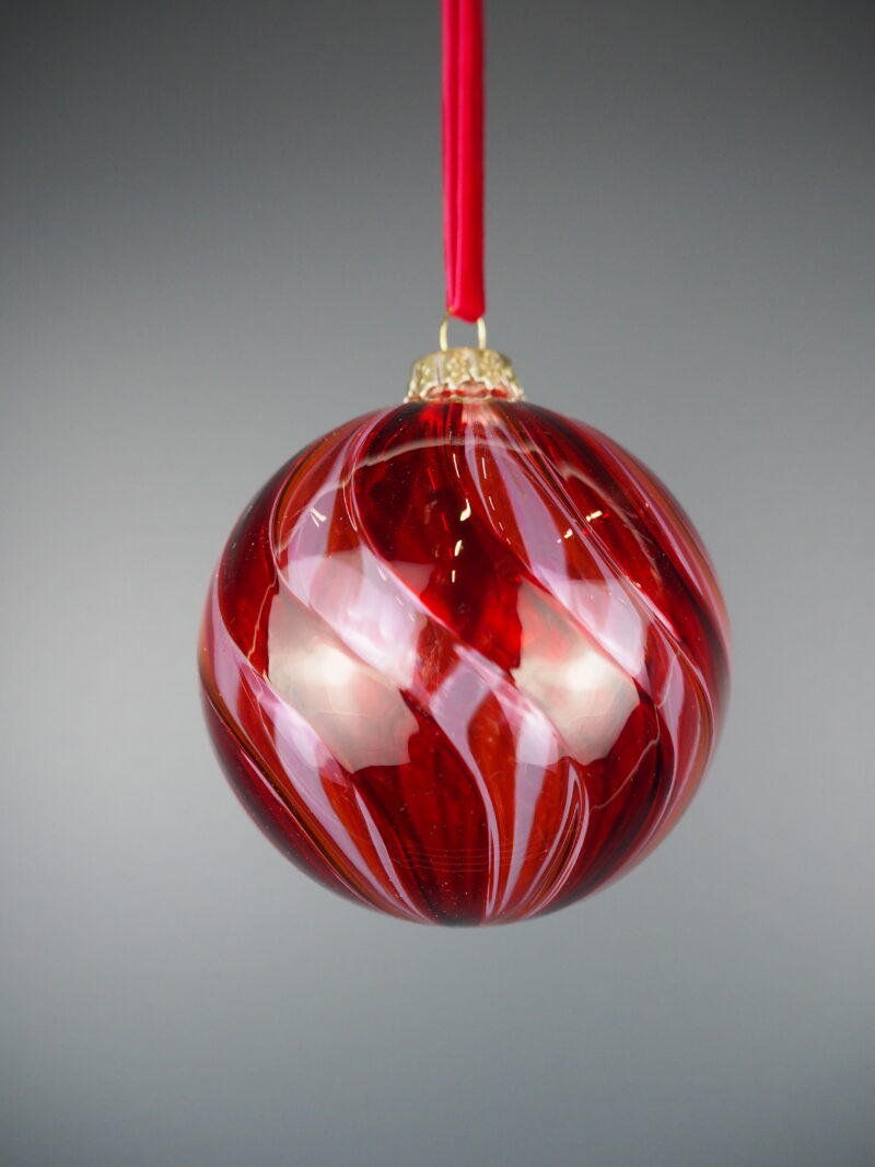 Glass ball red pink swirl