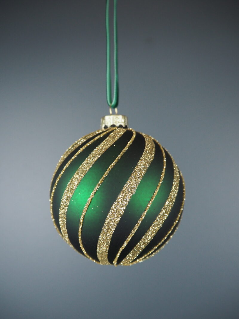 Glass ball green stripe