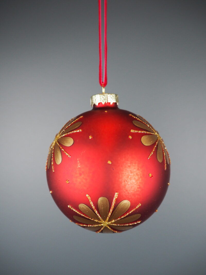 Glass ball red flower