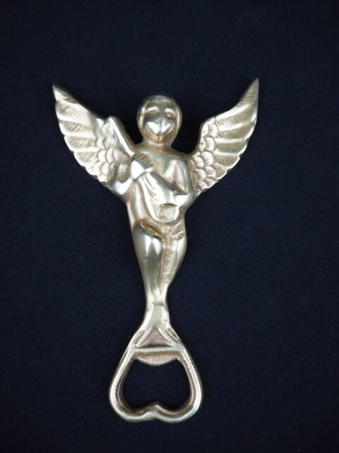 Vintage brass angel bottle opener