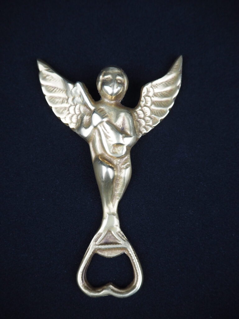 Vintage brass angel bottle opener