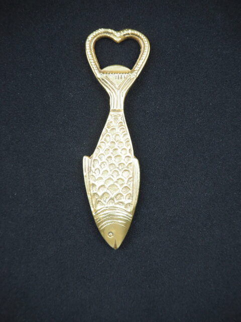 Fish brass bottle opener