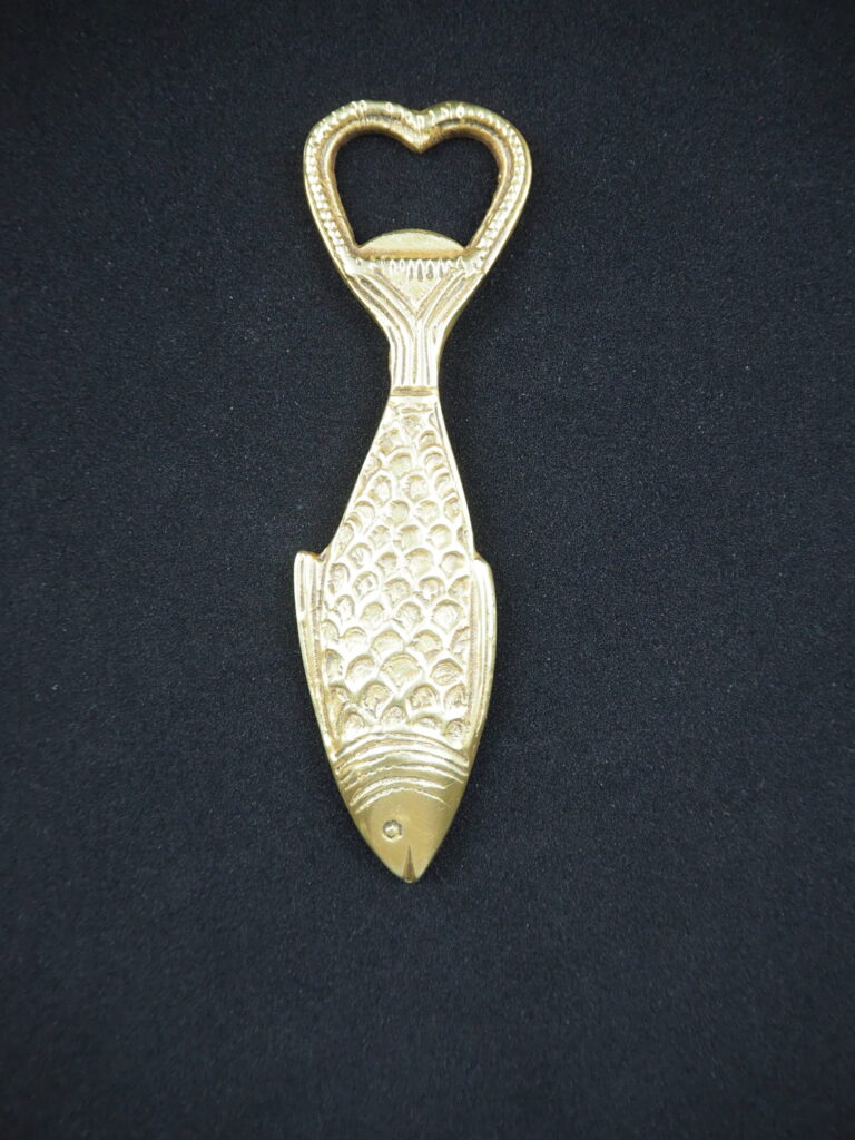 Fish brass bottle opener