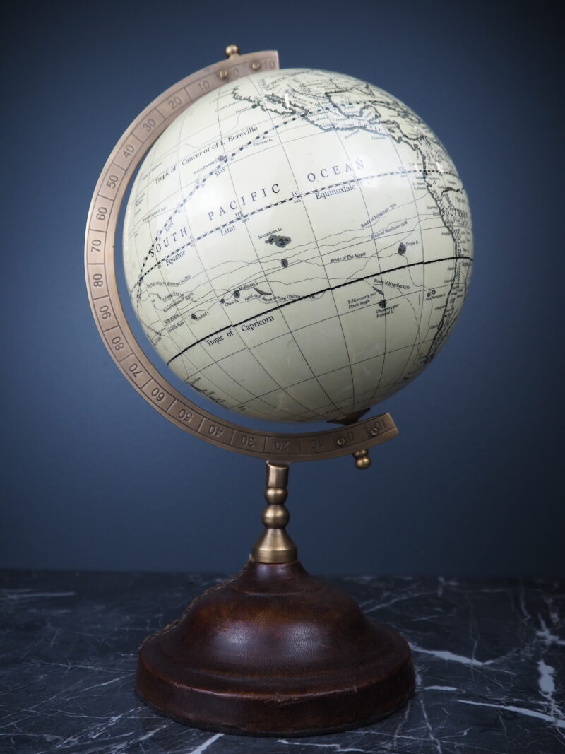 8" dia globe on leather sheathed base