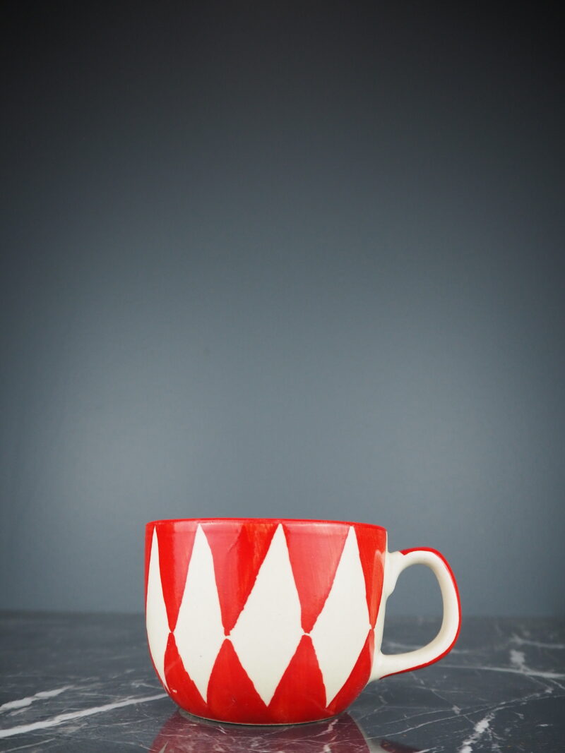 Belladora Ceramic mug red harlequin Hand painted