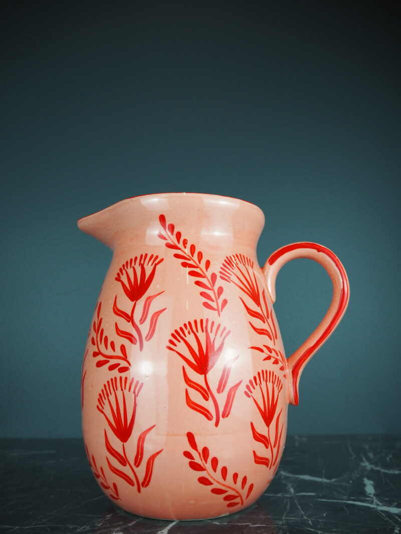 Coralie Ceramic pitcher pink/red Hand painted