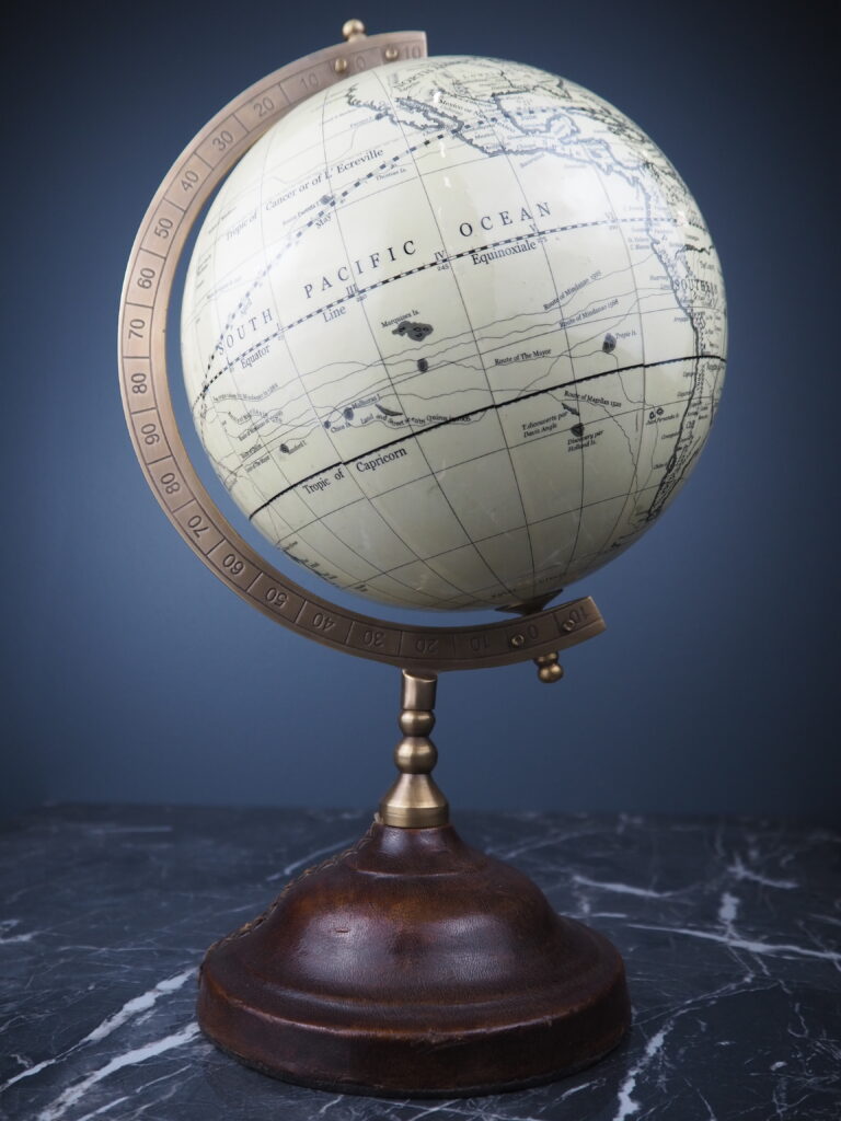 8" dia globe on leather sheathed base - Image 2