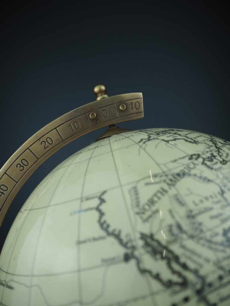 8" dia globe on leather sheathed base - Image 5