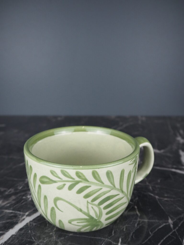 Ceramic mug green flower - Image 2