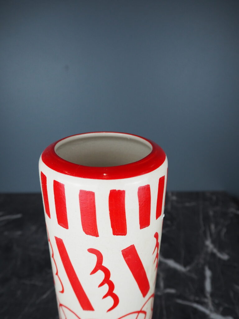 Amandia Ceramic vase red/white hand painted - Image 2
