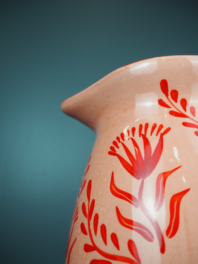 Coralie Ceramic pitcher pink/red Hand painted - Image 3