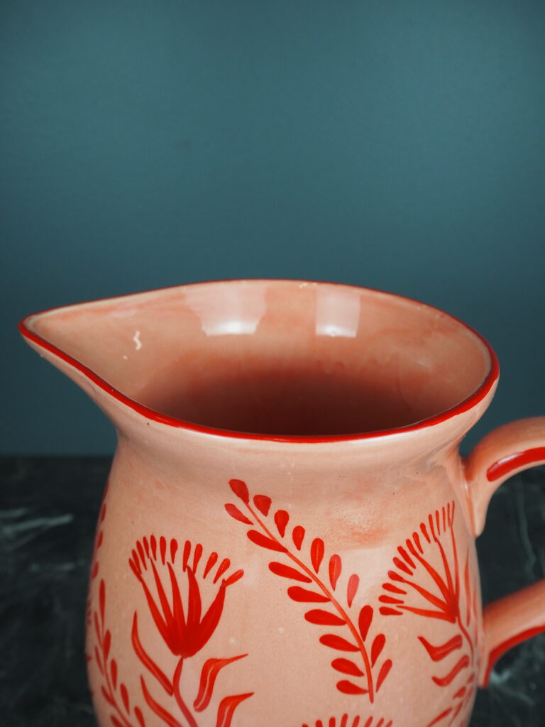 Coralie Ceramic pitcher pink/red Hand painted - Image 4