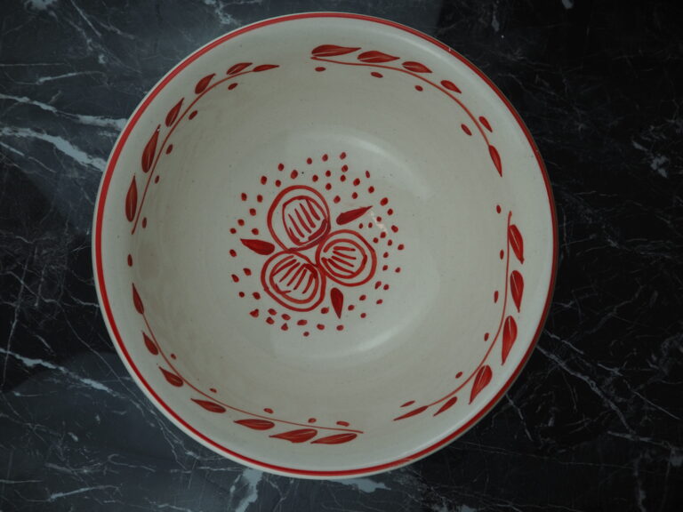 Colette Ceramic bowl red/white hand painted - Image 4