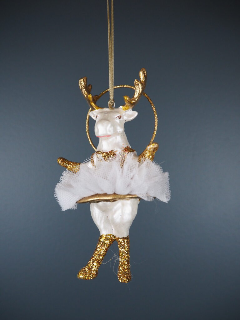 Circus moose in white gold orn - Image 8