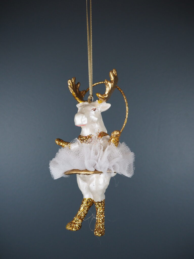 Circus moose in white gold orn - Image 9