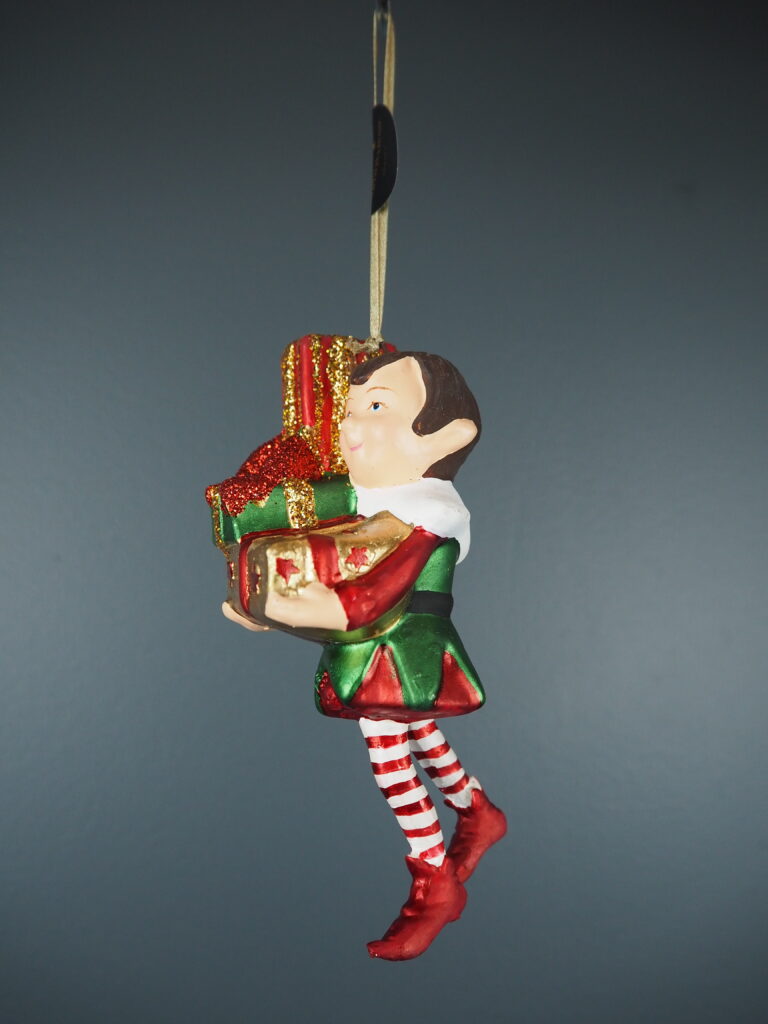 Long legged elf with big gold gift orn - Image 2