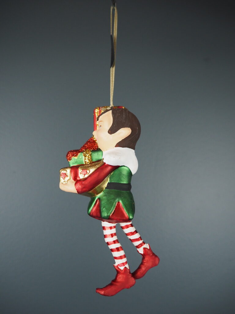 Long legged elf with big gold gift orn - Image 3