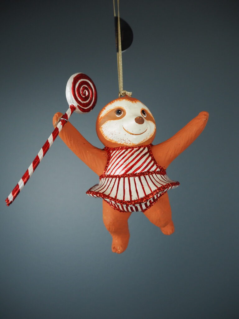 Ballerina Sloth red/white orn