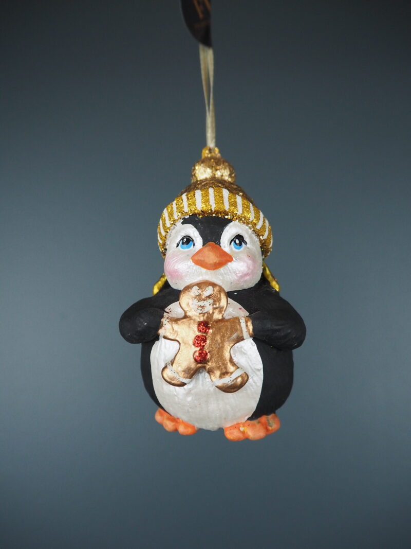 Penguin w/ ginger bread gold bobble hat