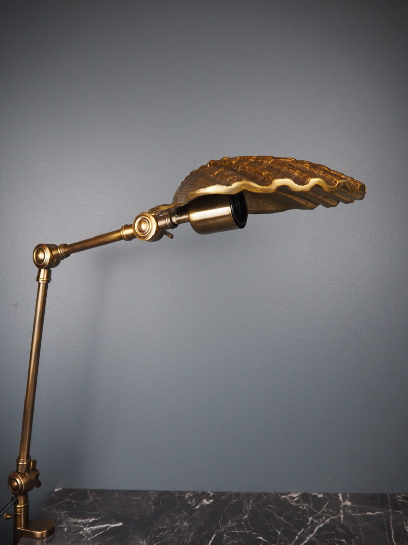 Brass/Alum. Shell Clamp Lamp - Ant Brass