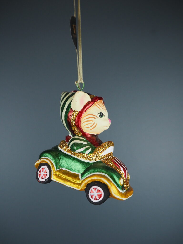 Xmas Cat in mini car red/green - Image 2