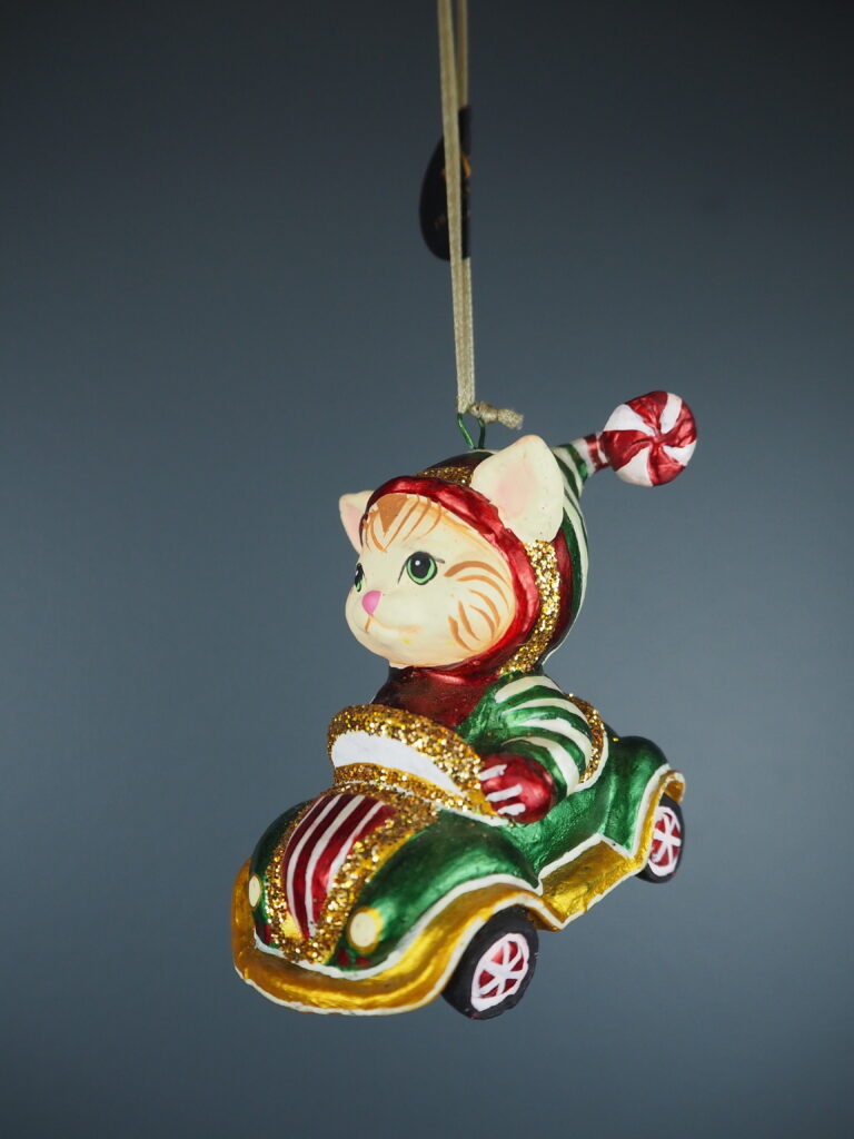 Xmas Cat in mini car red/green - Image 6