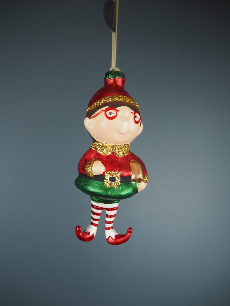 Fat face elf in red beanie orn - Image 3