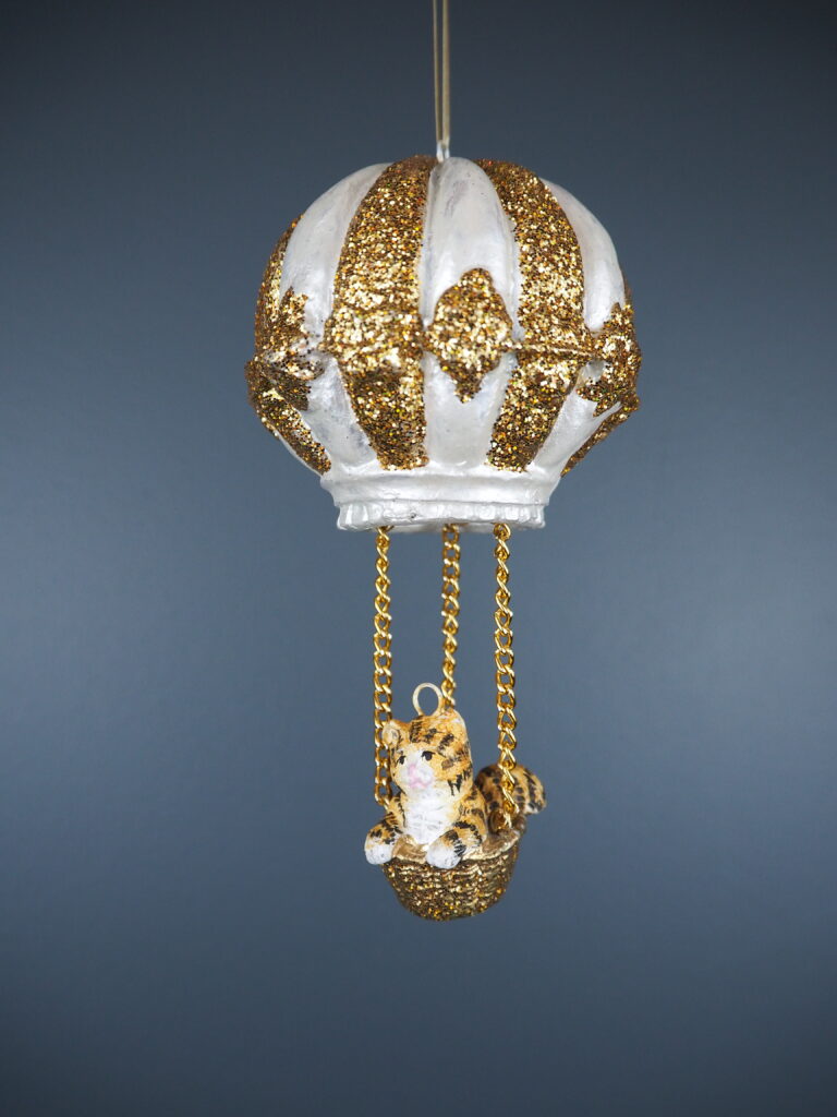 Cat  Balloon white/gold glits - Image 2
