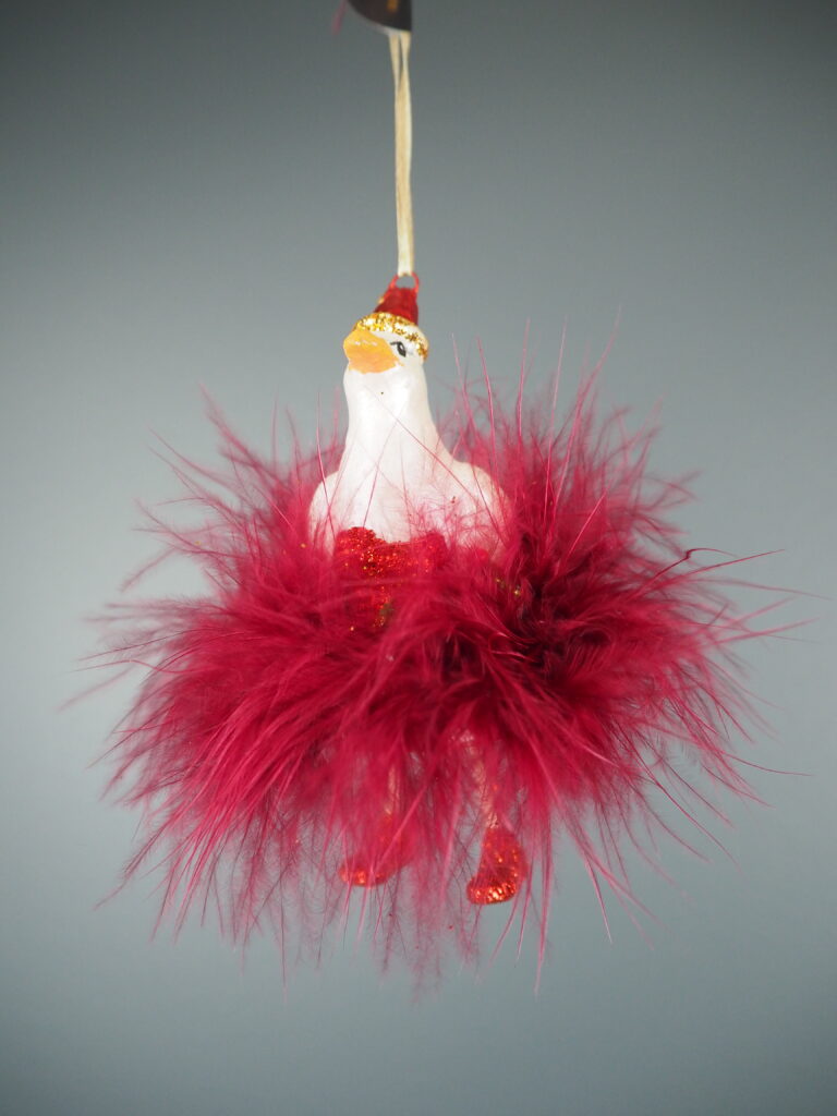 Goose orn in red maribu skirt orn - Image 2