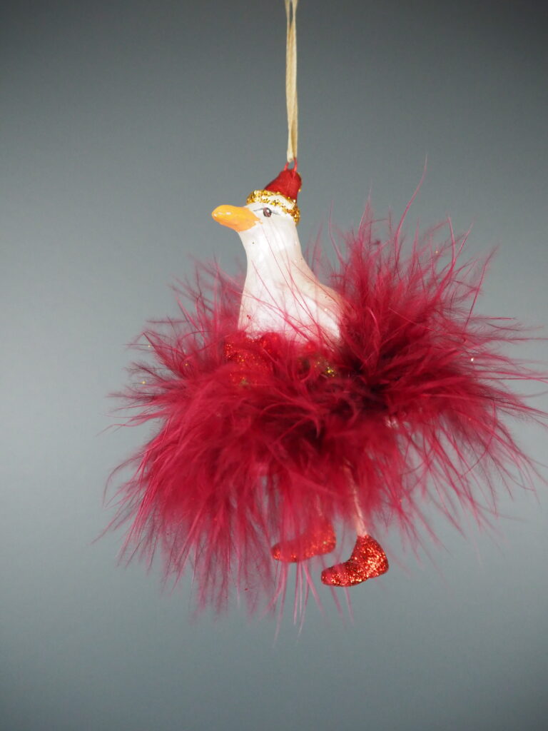 Goose orn in red maribu skirt orn - Image 3